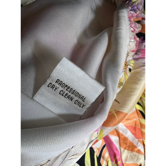 Vintage Cache Silk Floral Bubble Hem Halter Smocked Mini Dress Womens Large / XL - Picture 12 of 12